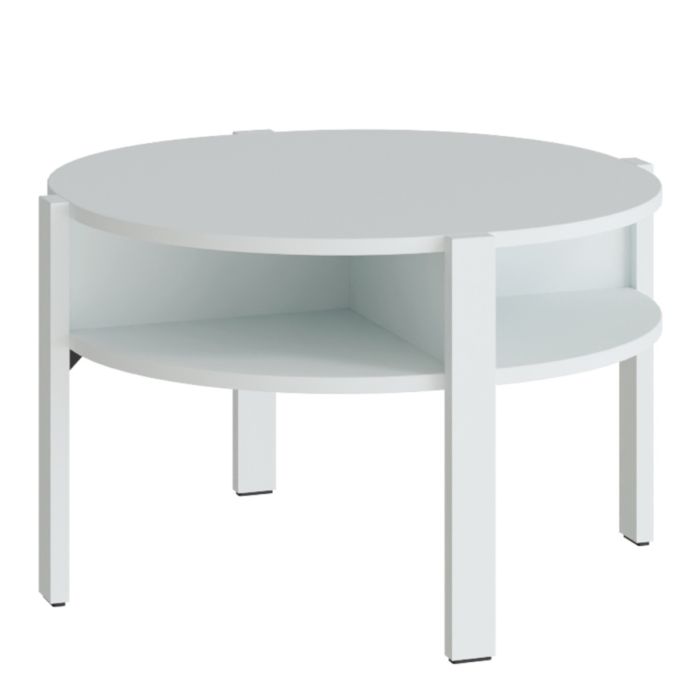 Round Light Grey Coffee Table with Lower Shelf 74.4 cm Diameter