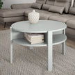 Round Light Grey Coffee Table with Lower Shelf 74.4 cm Diameter