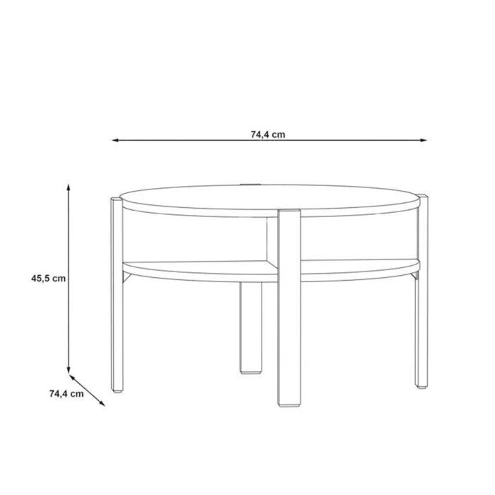 Round Light Grey Coffee Table with Lower Shelf 74.4 cm Diameter