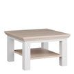 Small Coffee Table with Shelf White & Riva Oak W 70 x H 43.4 x D 70 cm