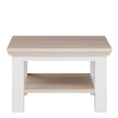 Small Coffee Table with Shelf White & Riva Oak W 70 x H 43.4 x D 70 cm