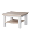 Small Coffee Table with Shelf White & Riva Oak W 70 x H 43.4 x D 70 cm