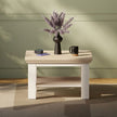 Small Coffee Table with Shelf White & Riva Oak W 70 x H 43.4 x D 70 cm
