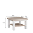 Small Coffee Table with Shelf White & Riva Oak W 70 x H 43.4 x D 70 cm