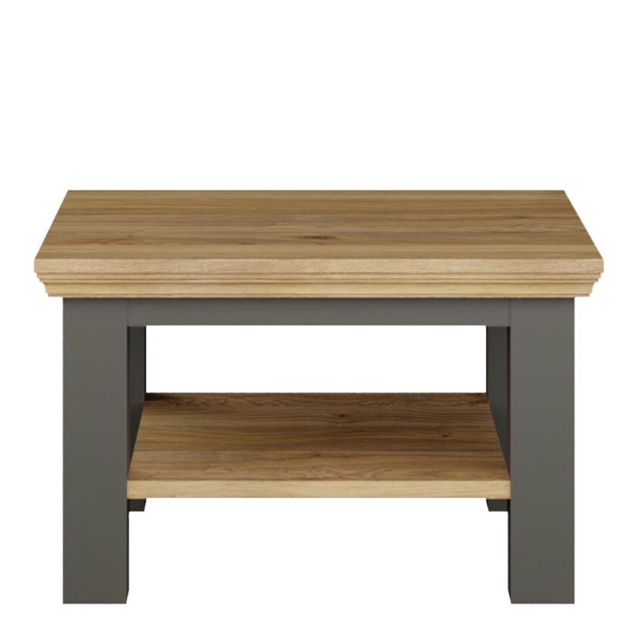 Small Coffee Table with Storage Shelf Wolfram Grey & Mauvella Oak 70x70 cm